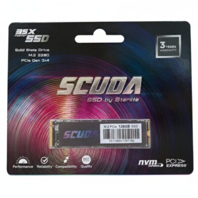 SCUDA 128GB M.2 2280 PCIe Gen 3×4 NVMe SSD by Starlite – Faster Performance & Reliability
